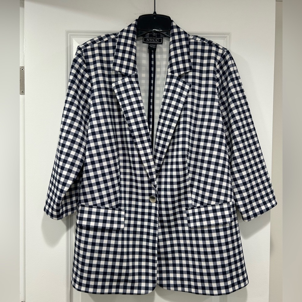 EUC- NYCC Gingham Blazer (Navy & White)